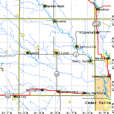 Butler County close-up map