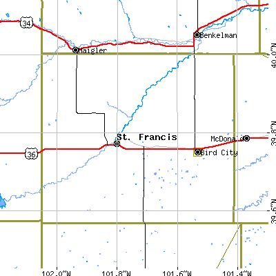 Cheyenne County close-up map
