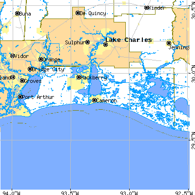 Cameron Parish close-up map