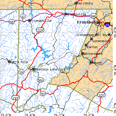 Garrett County close-up map