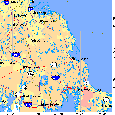 Plymouth County close-up map