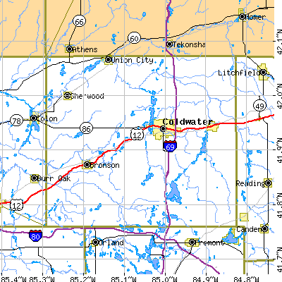 Branch County close-up map