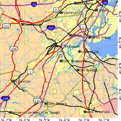Middlesex County close-up map