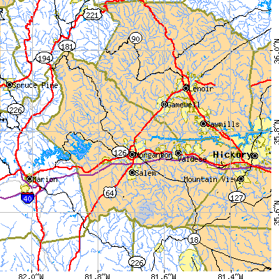 Burke County close-up map