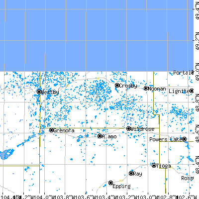 Divide County close-up map