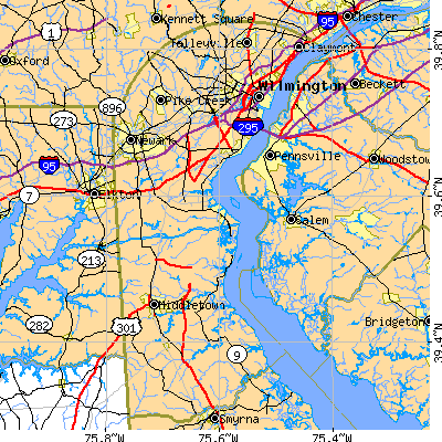 New Castle County close-up map