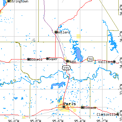Choctaw County close-up map