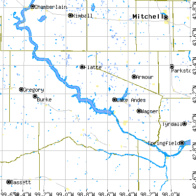 Charles Mix County close-up map