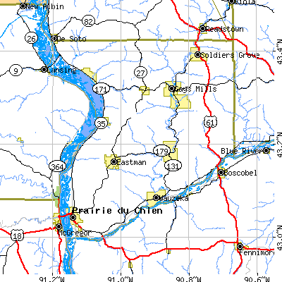Crawford County close-up map