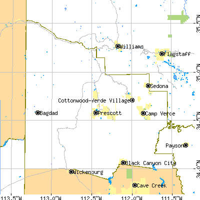 Yavapai County close-up map