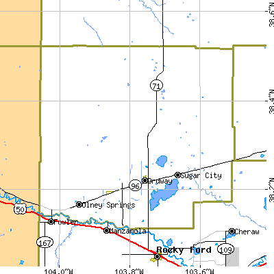 Crowley County close-up map