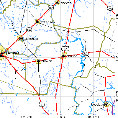 Brantley County close-up map