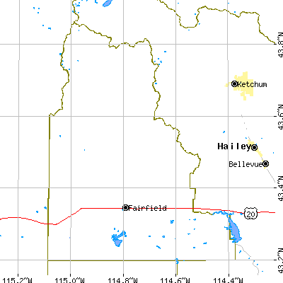 Camas County close-up map