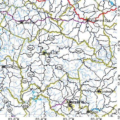 Breathitt County close-up map
