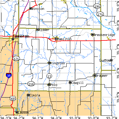Caldwell County close-up map