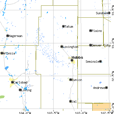 Lea County close-up map