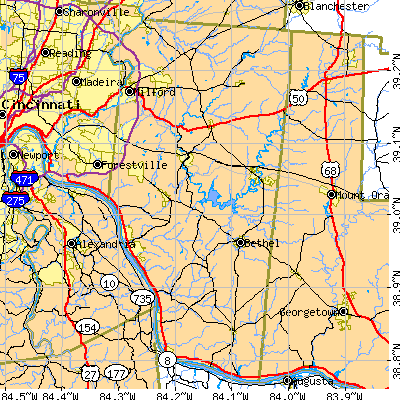 Clermont County close-up map