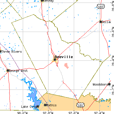 Bee County close-up map