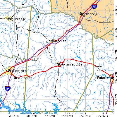 Brunswick County close-up map