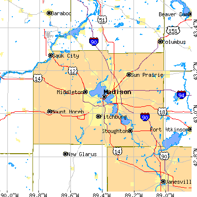 Dane County close-up map