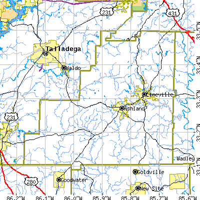 Clay County close-up map