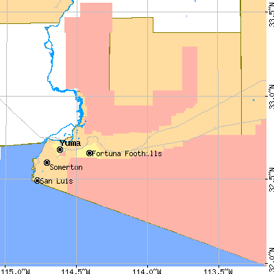 Yuma County close-up map