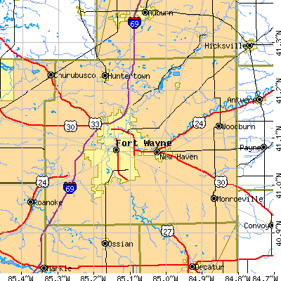 Allen County close-up map