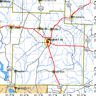 Columbia County close-up map