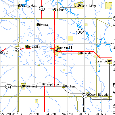 Carroll County close-up map