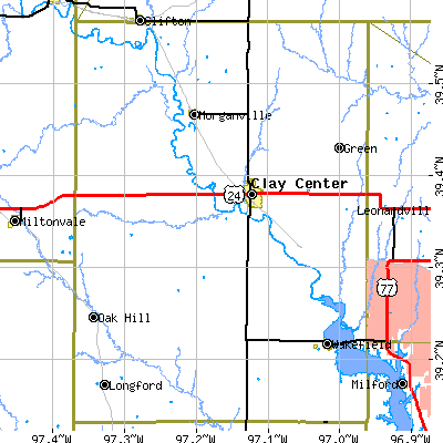 Clay County close-up map