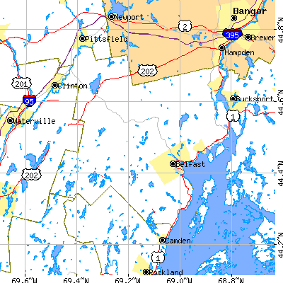 Waldo County close-up map