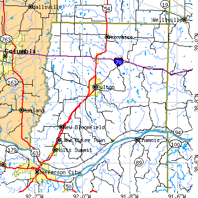 Callaway County close-up map