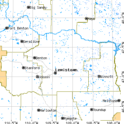 Fergus County close-up map