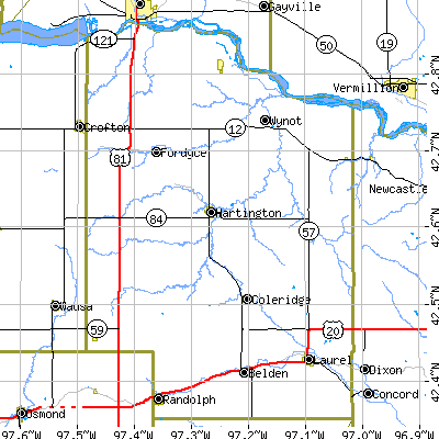 Cedar County close-up map