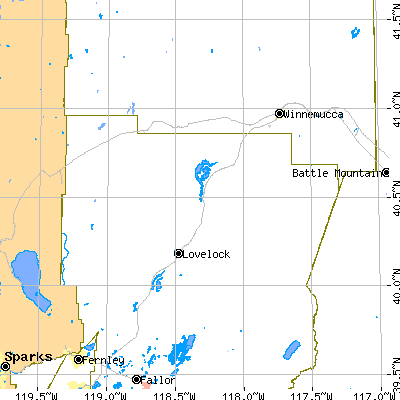 Pershing County close-up map
