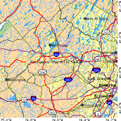 Morris County close-up map