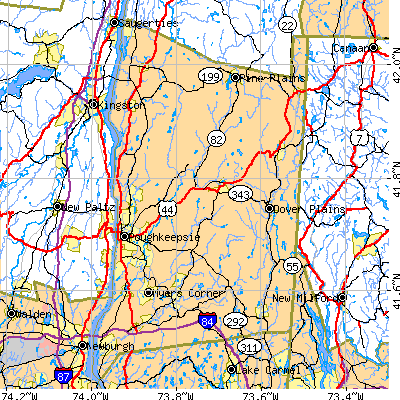 Dutchess County close-up map