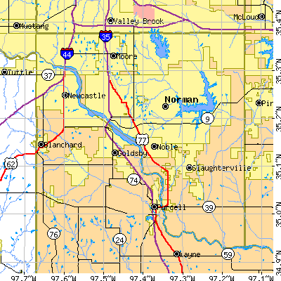 Cleveland County close-up map