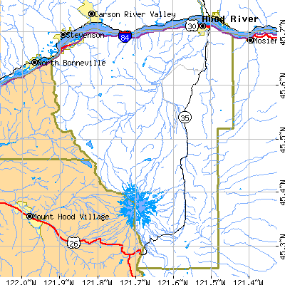 Hood River County close-up map