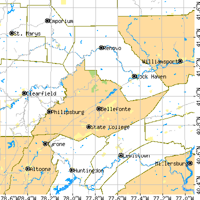 Centre County close-up map