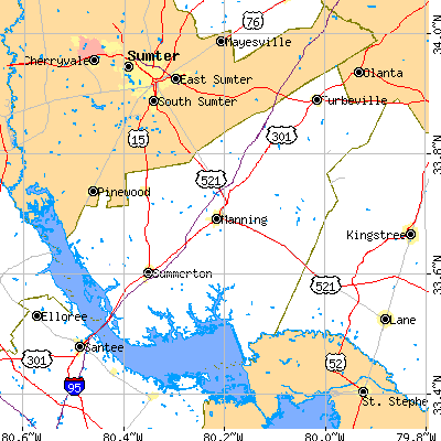 Clarendon County close-up map