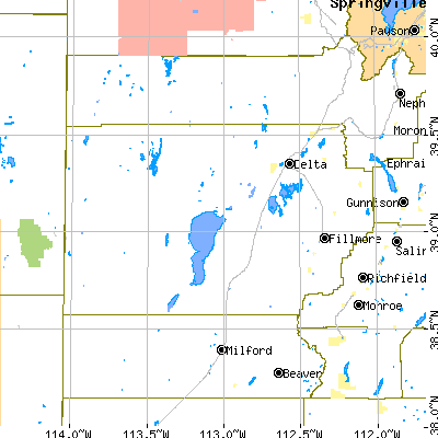 Millard County close-up map