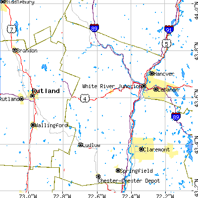 Windsor County close-up map
