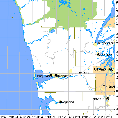 Grays Harbor County close-up map