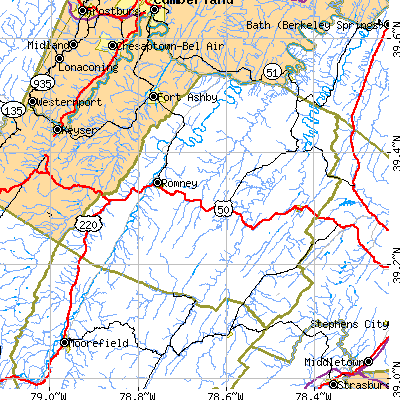 Hampshire County close-up map