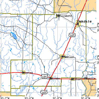 Allen Parish close-up map