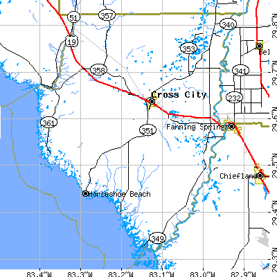 Dixie County close-up map