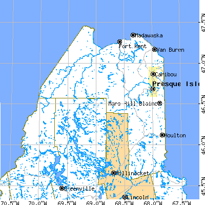 Aroostook County close-up map