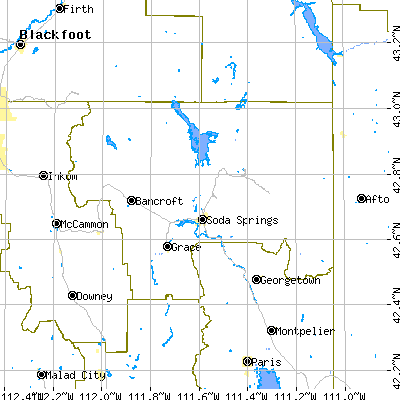 Caribou County close-up map