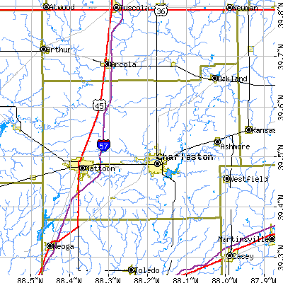 Coles County close-up map